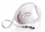 Automaatne jalutusrihm Flexi Glam Splash 2236, valge v./roosa v., M 5m