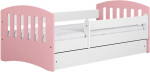 Lastevoodi Kocot Kids Classic 1, valge v./roosa v., 80 x 160 cm, ilma voodipesukastita, madratsiga