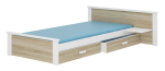 Lastevoodi ADRK Aldex Shelf, valge v./pruunikas v., 90 x 200 cm, voodipesu kastiga, madratsiga