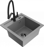 K&ouml;&ouml;givalamu koos kraaniga Mexen Vito Grey+Black, graniit, 49 cm x 52 cm x 21 cm, must/hall