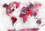 Fototapeet Artgeist World Map: Red Watercolors, 150 cm x 105 cm