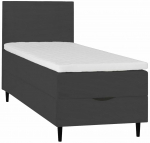 Voodi &uuml;hekohaline kontinentaalne Home4you Laara, 90 x 200 cm, tumehall v., madratsiga, p&otilde;hjalippidega