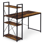 Kirjutuslaud ja riiul ModernHome TH-SD-7-16, 120 cm x 60 cm, 120 cm, must v./p&auml;hklipuu v.