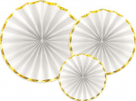Dekoratsioon, komplekt Party Deco Rosettes, kuldne v./valge v., 3 tk