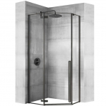 Du&scaron;ikabiin Rea Diamond KPL-15622, viisnurkne, 90 cm x 90 cm x 195 cm, must v./l&auml;bipaistev