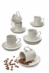 Tassid alustassiga Hermia MCH10367, 0.1 l, portselan, valge v., 12 tk.