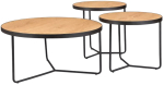 Kohvilaudade komplekt Demeter, tamm v./must v., 80 cm x 80 cm x 40 - 50 cm, 3 tk