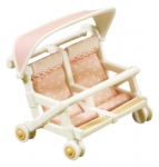 Kahekordne jalutusk&auml;ru Sylvanian Families Double Pushchair 2920, valge v./roosa v.