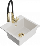 K&ouml;&ouml;givalamu koos kraaniga Mexen Milo Aster, graniit, 43.5 cm x 41 cm x 17.1 cm, kuldne/valge/must