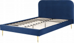 Voodi kahekohaline Beliani Flayat, 160 x 200 cm, sinine v., ilma madratsita, p&otilde;hjalippidega