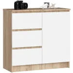 Kummut Akord Furniture Factory K80 Jerry, valge v./pruunikas v., 64.6 cm x 80.4 cm x 35 cm