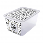 Kaanega hoiukarp, m&auml;nguasjade jaoks Branq X Box Deco, 15 l, l&auml;bipaistev/must, 38.5 x 28.5 x 20 cm