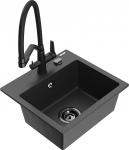 K&ouml;&ouml;givalamu koos kraaniga Mexen Milo Black granite+Black, graniit, 43 cm x 41 cm x 17.1 cm, black granite+black