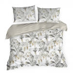 Voodipesukomplekt PTE-166, valge v./hall v./beež v., 70 x 80 cm, 200 x 220 cm