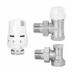 Radiaatori nurgaventiilide komplekt Invena, kruvimine, valge, 6 - 28 &deg;C