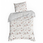 Voodipesukomplekt Raya PTE-227, valge v./roosa v., 70 x 80 cm, 140 x 200 cm, 2 os.