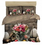 Voodipesukomplekt Mijolnir 178PRL1216, pruun v./valge v./roosa v., 50 x 70 cm, 200 x 220 cm