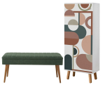 Esiku m&ouml;&ouml;blikomplekt Kalune Design Vegas 942 - 1070, sise, valge v./roheline v./mitmev&auml;rviline