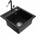 K&ouml;&ouml;givalamu koos kraaniga Mexen Vito, graniit, 49 cm x 52 cm x 21 cm, h&otilde;be/must/kroom