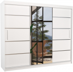 Riidekapp ADRK Salto, valge v., 58 cm x 250 cm x 215 cm, peegliga