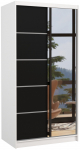 Riidekapp ADRK Orlando, valge v./must v., 58.1 cm x 100 cm x 200 cm, peegliga