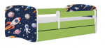 Lastevoodi Kocot Kids Cosmos, sinine v./valge v./roheline v., 80 x 160 cm, ilma voodipesukastita, madratsiga
