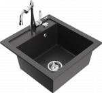 K&ouml;&ouml;givalamu koos kraaniga Mexen Vito, graniit, 49 cm x 52 cm x 21 cm, must/kroom