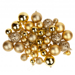 J&otilde;ulupuu m&auml;nguasjade komplekt, kuldne v., 4 cm, plastik, 100 tk