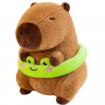 Pehme m&auml;nguasi kapibaara Lean Toys With Frog, pruun v./roheline v., 20 cm