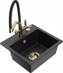 K&ouml;&ouml;givalamu koos kraaniga Mexen Milo, graniit, 43.5 cm x 41 cm x 17.1 cm, metallic black/silver+black/gold v.