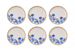 Taldrikute komplekt magustoidu Hermia Ivy, 19.3 cm x 19.3 cm x 2 cm, sinine v./kuldne v./valge v.