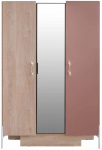 Riidekapp Kalune Design Rosetta 249HRV1511, roosa v./pruunikas v., 60 cm x 134 cm x 200 cm, peegliga