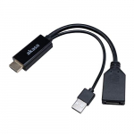 Adapter Akasa AK-CBHD24-25BK HDMI female, DisplayPort + USB male, 0.25 m, must