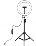 R&otilde;ngaslamp telefonihoidikuga Puluz LED Ring Lamp, must v., 2.3 - 3.3 "