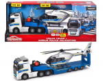 M&auml;nguautode transportija Majorette Volvo Truck + Airbus Police Helicopter 213716000038, 1:43, sinine v./valge v.