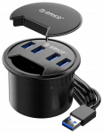 USB jaotur Orico DESK-4U-BK-BP USB male, 4 x USB female, must v.