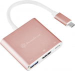 Adapter SilverStone USB-C - HDMI/USB/USB-C SST-EP08P USB-C male, HDMI/USB/USB-C female, roosa v.