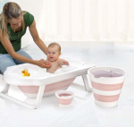 Laste vann Foutastic Baby Bathtub Set, valge v./roosa v., 82 cm