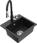 K&ouml;&ouml;givalamu koos kraaniga Mexen Milo, graniit, 43 cm x 41 cm x 17.1 cm, h&otilde;be/must/kroom