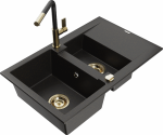 K&ouml;&ouml;givalamu koos kraaniga Mexen Gaspar Flora, graniit, 73.7 cm x 47.5 cm x 17.7 cm, metallic black / gold