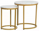 Kohvilaudade komplekt Hola, kuldne/valge, 45 cm x 45 cm x 48 cm, 2 tk