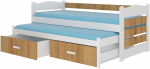 Lastevoodi koos v&auml;ljat&otilde;mmatava lisavoodiga ADRK Tiarro, tamm v./valge v., 90 x 200 cm, voodipesu kastiga, ilma madratsita