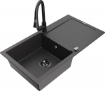 K&ouml;&ouml;givalamu koos kraaniga Mexen Leo, vaik/graniit, 90 cm x 50 cm x 19 cm, valge/must