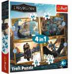 Pusle 4in1 Trefl How To Train Your Dragon Dragons Days 34678, 20.5 cm x 28.5 cm, 207 tk, mitmev&auml;rviline