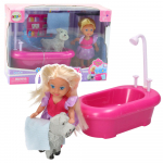 Nukk aksessuaaridega Lean Toys Cute Girl Happy Time Bathtub, 11 cm, mitmev&auml;rviline