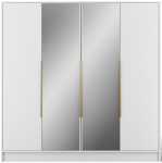 Riidekapp ADRK Lunara, kuldne v./valge v., 51 cm x 200 cm x 200 cm, peegliga