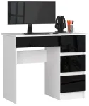 Kirjutuslaud sahtlitega Akord A-7, 90 cm x 50 cm, 77 cm, valge v./must v.