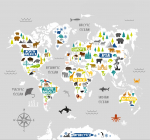 Fototapeet Art For The Home Kids World Map, 280 cm x 300 cm