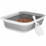 Raamiga kassitualett Springos PA0244, valge v./hall v., suletud, 45 cm x 34 cm x 12 cm