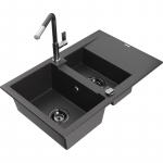 K&ouml;&ouml;givalamu koos kraaniga Mexen Gaspar, graniit, 73.7 cm x 47.5 cm x 17.7 cm, black granite+black granite/chrome v.